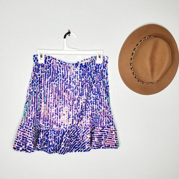 NWT Zara Sequin Ruffle Mini Skirt - Picture 3 of 4